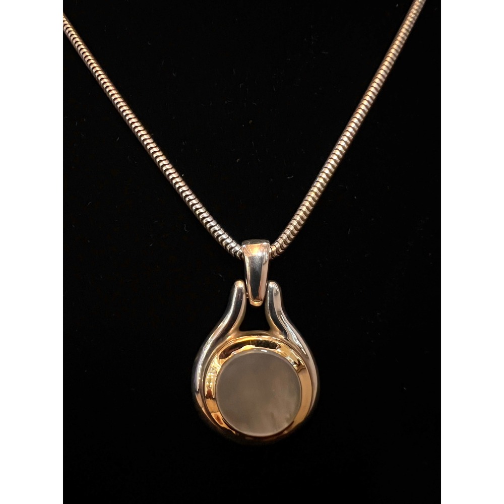 VTG TIFFANY & CO 1999 Mother of Pearl Sterling Silver 18K Gold Necklace